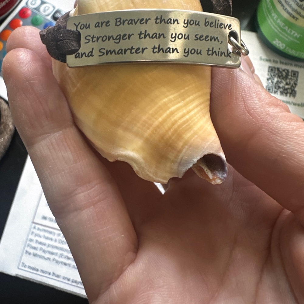 Inspirational Shell Bracelet with Silver Plate